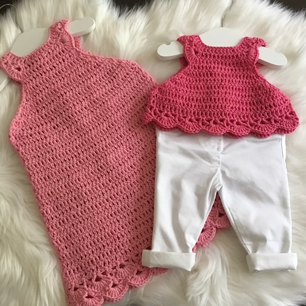 Crochet PATTERN Camellia Halter Crop Top & Halter Dress Pattern N 418 Size 0-6 moths 6-12 months 1-2 years to  9-10 years