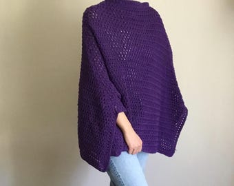 PDF Crochet PATTERN Vita Lace Poncho N 686 for 12 sizes Baby to Adult 2XL Modern Cozy Cape Pullover Top Sweater Swoncho