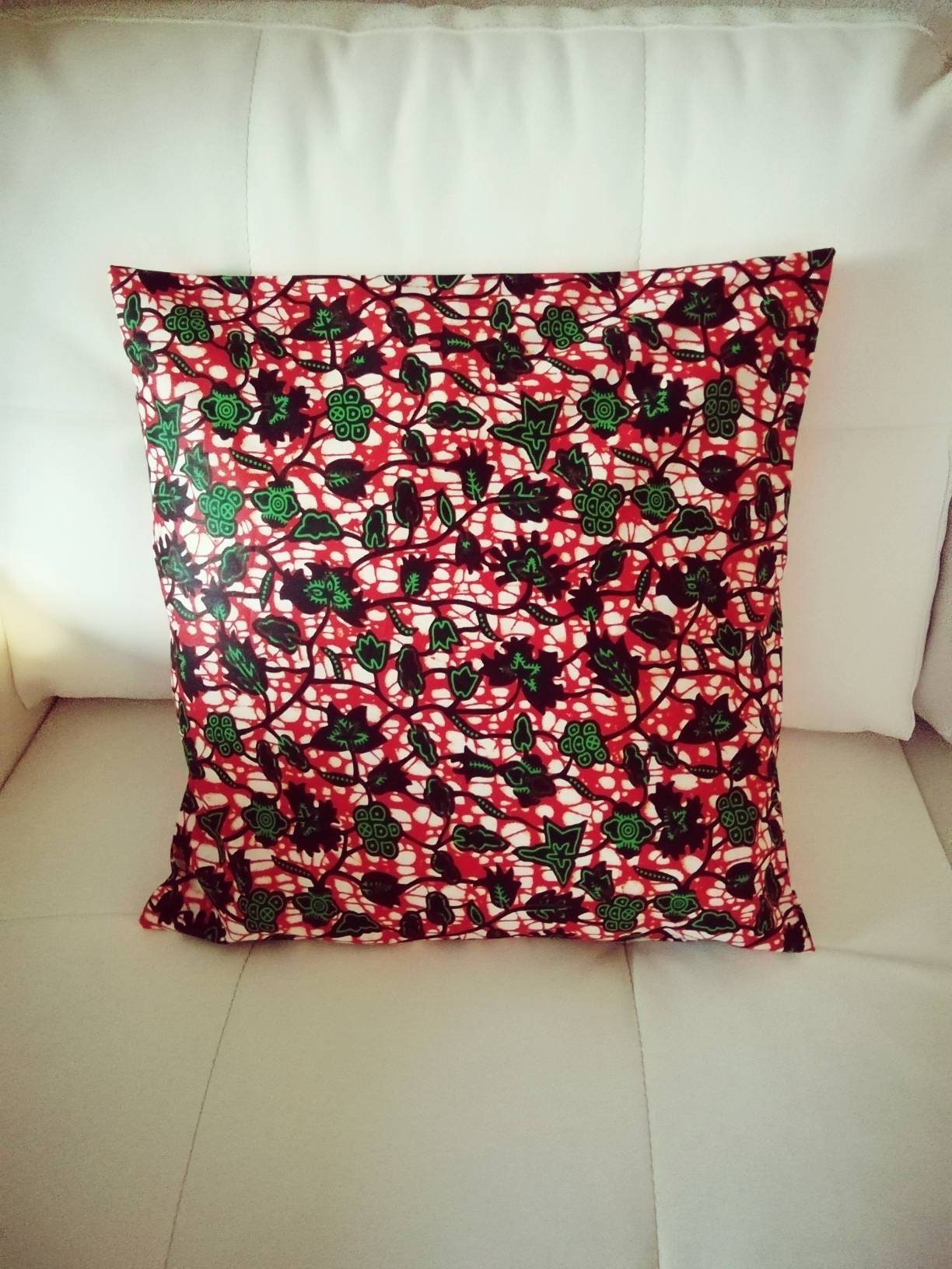 Housse Wax Coussin de 40 ou 45Ou 50 cm Côté Rouge Bordeaux et Vert