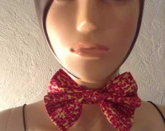 Unisex double bow tie in wax certifated fushia dominance