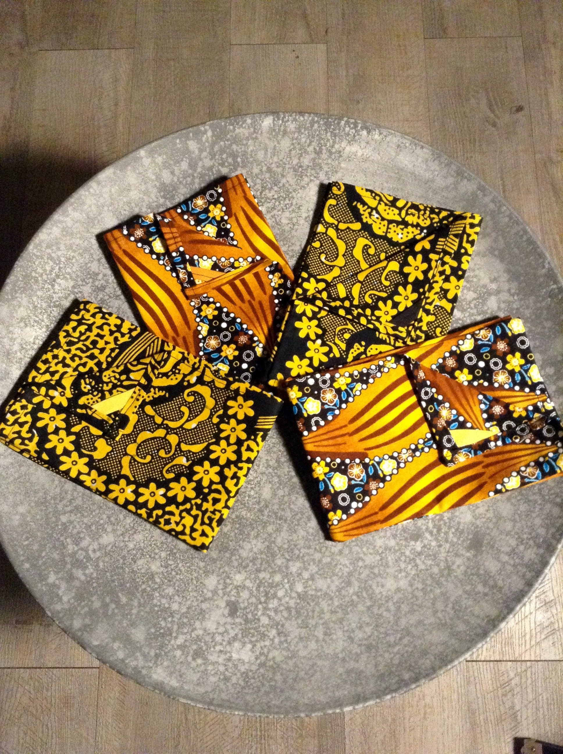 New Serviettes de Table en Wax Coton Dominance Camel Jaune...