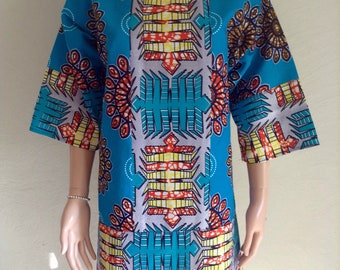 Kqaftan tunic or short wax dress certifies turquoise mixewax