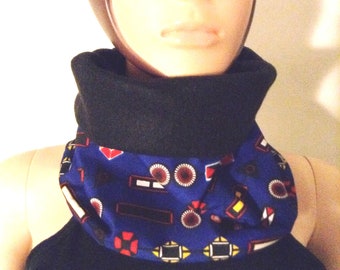 Reversible snood unisex printwax lined thick fleece African print