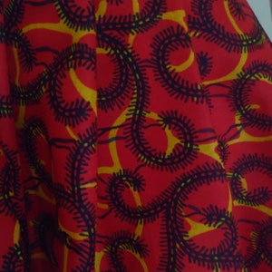 Short or Maxi skirt in WAX cotton pleated at the belt with dominant red centipede chenille officer print image 3
