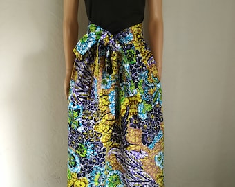 WAX skirt pleated at the maxi or short belt length options floral print purple green parma.....