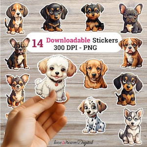 Kawaii Dog Stickers - Adorable Puppy Sticker Collection -  Dog Breeds Sticker Set - Cute Dog Stickers for Print and Cut Projects - S4