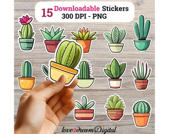 Succulent Printable Stickers - Cactus Plant Stickers - Instant Download - Botanical Planner Decorations - PNG files - S9
