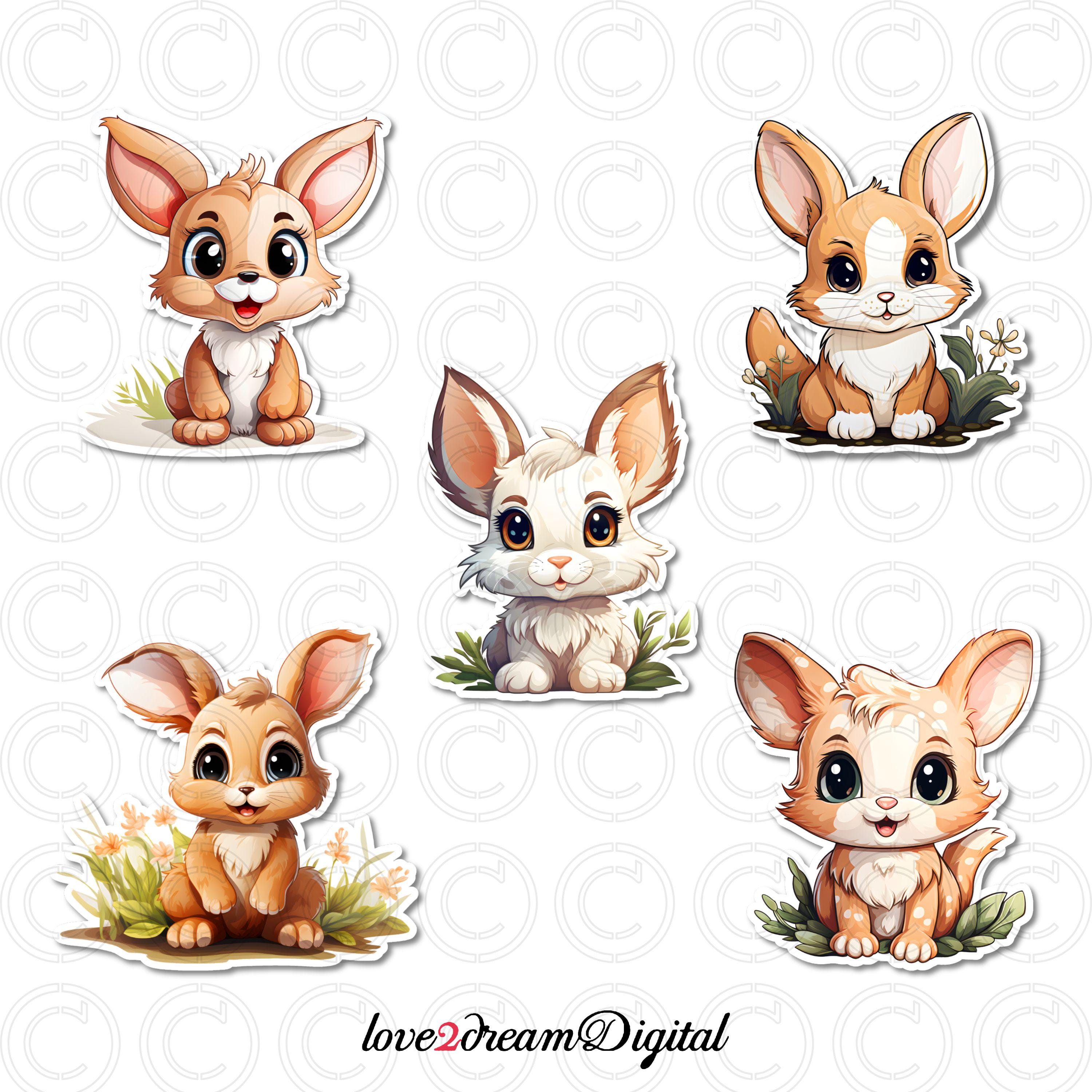 Cute Bunny Stickers - Adorable Rabbit PNG - Kawaii Bunny Clipart ...