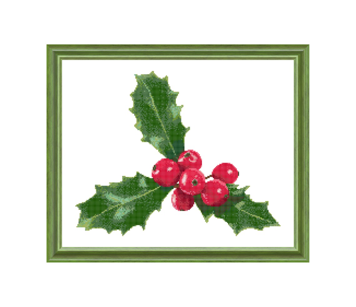 Holly Berry Cross Stitch Pattern Instant Download Xmas Cross Etsy