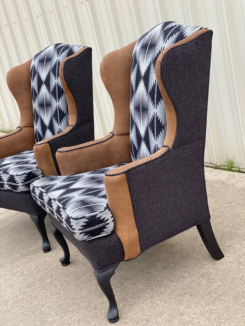 SOLD Custom Upholstered Western Wingback Chairs Etsy