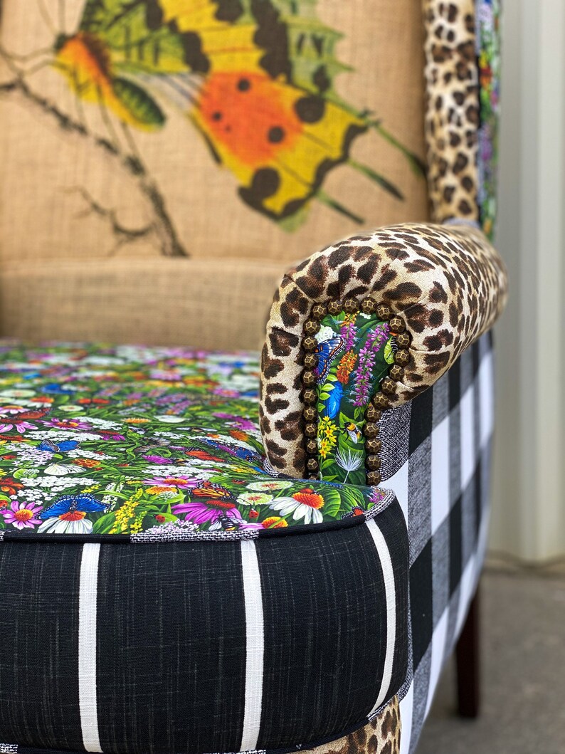SOLD Custom Wingback Chair Set Eclectic Boho Butterflies Etsy