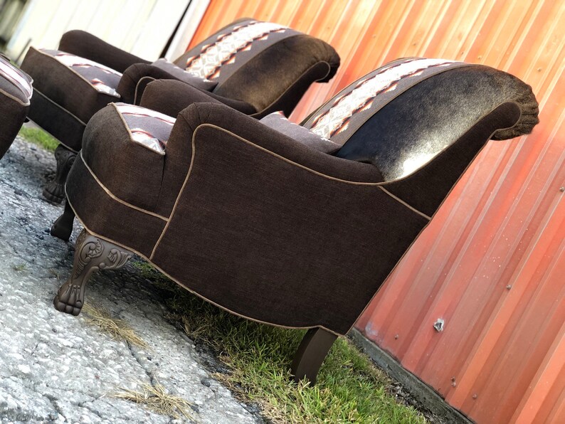 SOLD Custom Upholstered Club Chairs & Ottomans Western | Etsy