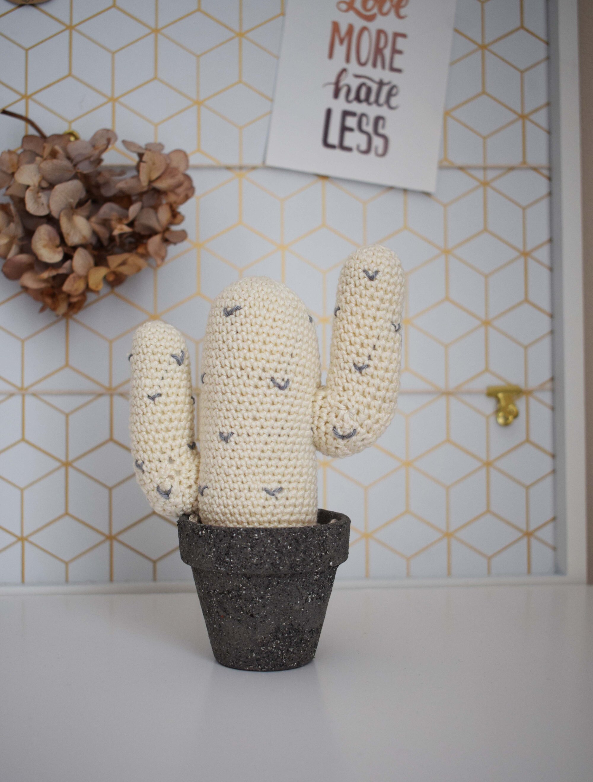 Cactus Au Crochet, Faux Cactus en Laine, Cactus Mexicain Pot, Déco Artificiel, Déco Exotique, Tropic