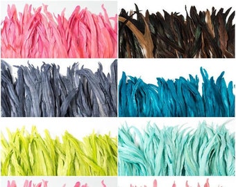 3 inch strip/Rooster Feather Coque Tails/12 inches long/Craft Feathers/Millinery Feathers/per 3 inch piece
