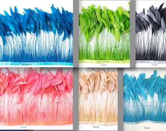 1 YD, Stripped coque feathers, 8-10" long, 300-350 feathers, eyelash feathers,  feathers for, millinery, wholesale, bulk, by the yard