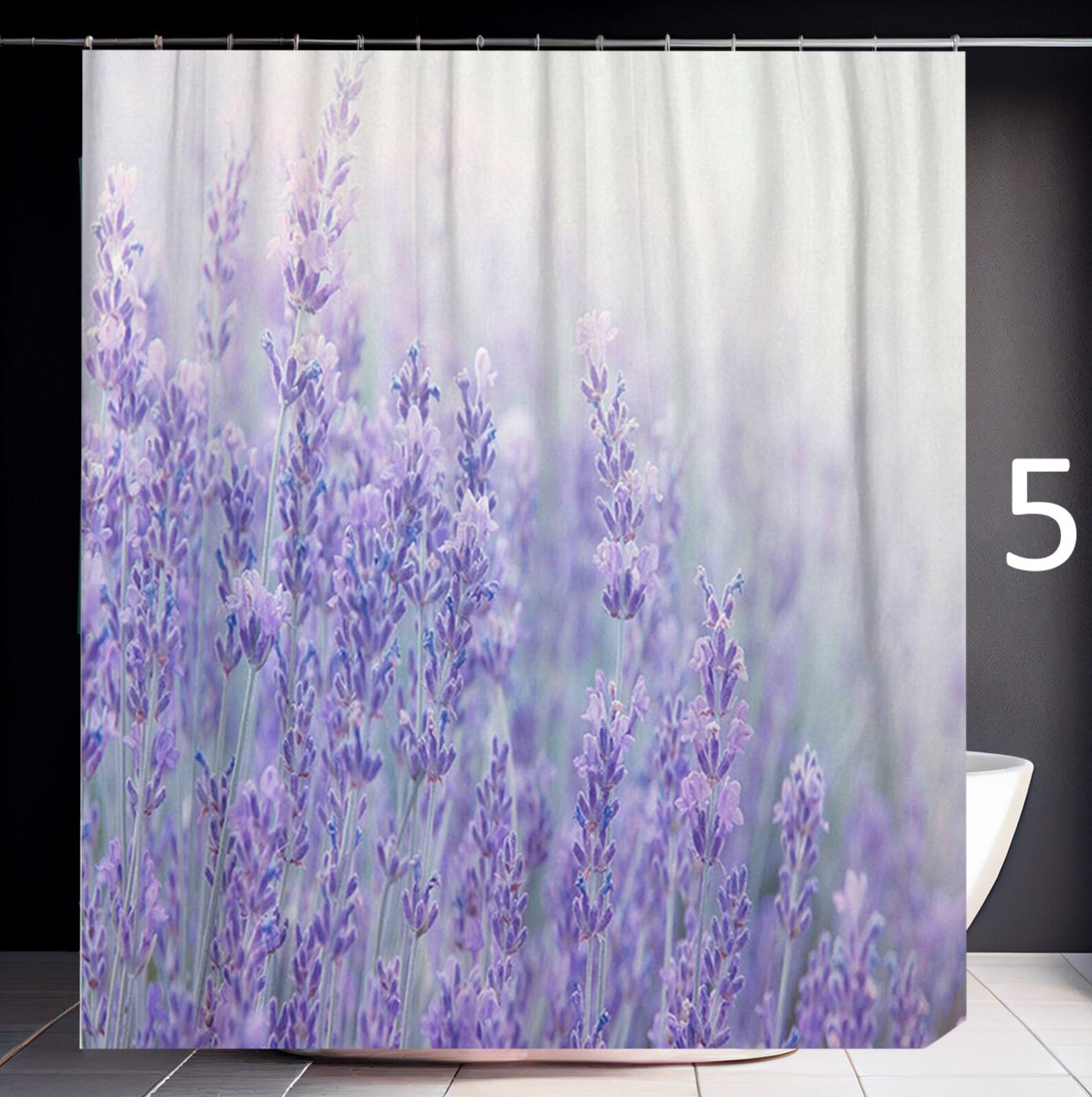 Lavender Shower Curtain Lavander Flowers Bath Decor Purple Floral Print ...