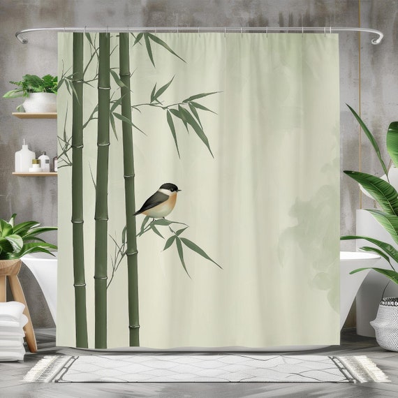 Bambus Vogel Duschvorhang, wasserdichter Stoff Badvorhang, ruhiges  Badezimmer Dekor, Zen Natur Print, grner Bambus Badezimmer Akzent - Etsy  Schweiz