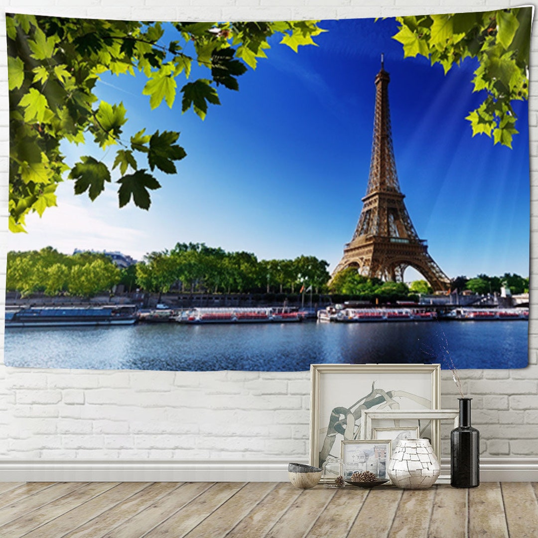 Eiffel Tower Tapestry Wall Hanging Paris Wall Art City Wall Decor Large Aesthetic Tapestries for