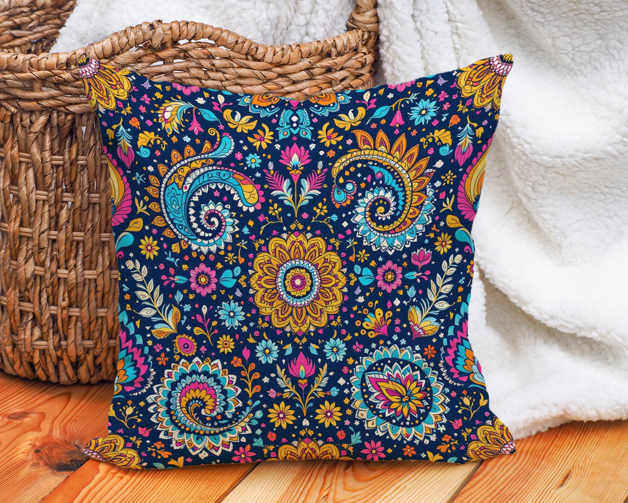 Autiga Federa Cuscino Decorativo Mandala 40x40 Cm In Cotone Bianco - Stile Boho Ethno Per Divano E Letto - 5