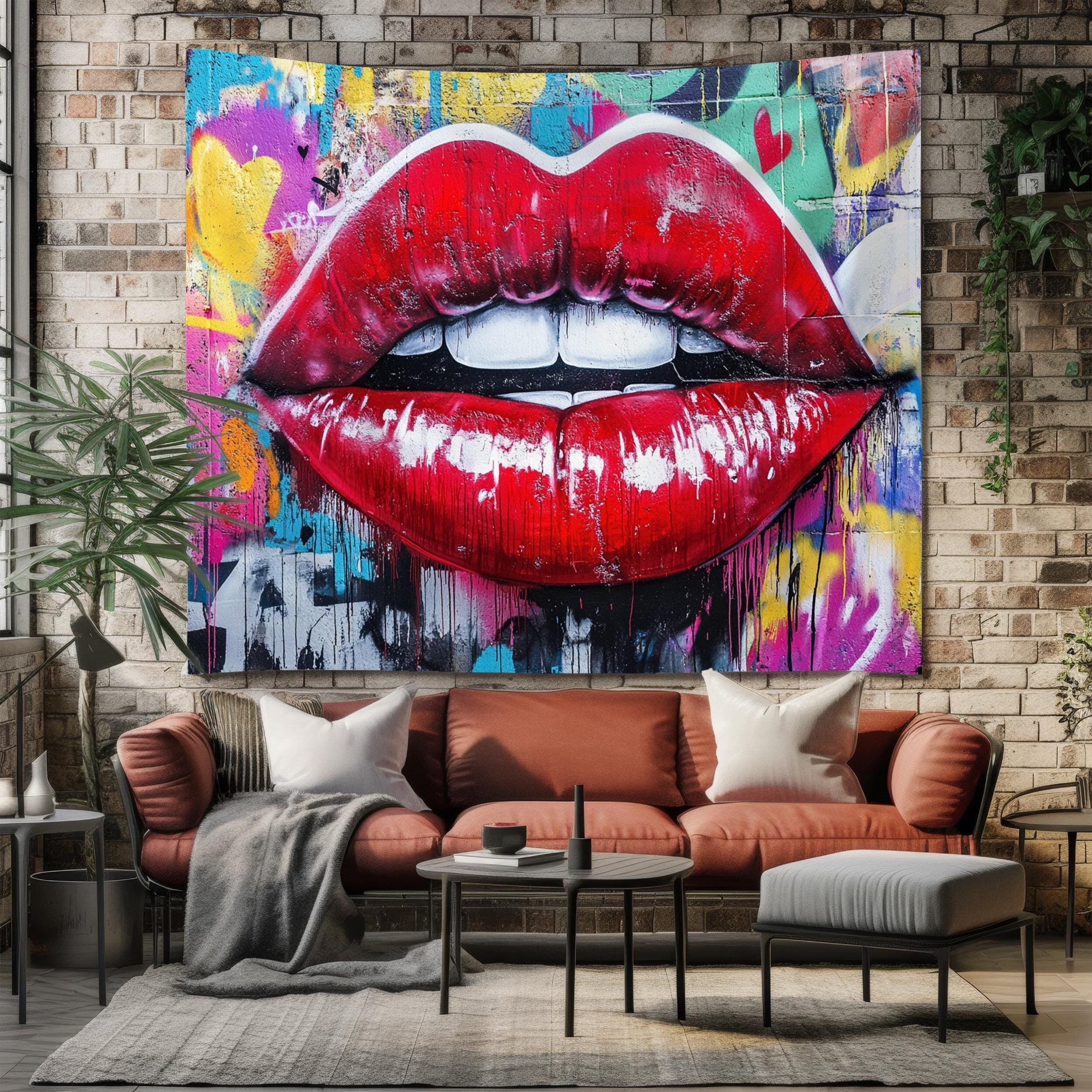 Lips Tapestry Etsy