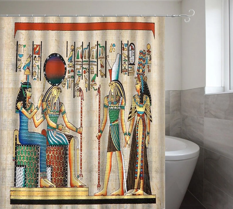 Egyptian Shower Curtain Ancient Egypt Theme Bath Decor Washable