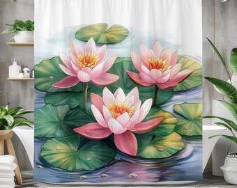 Tenda Da Doccia N/ Spa Decor Con Fiore Di Loto E Rocce - Tema Yoga E Relax, 183x183 Cm - 2