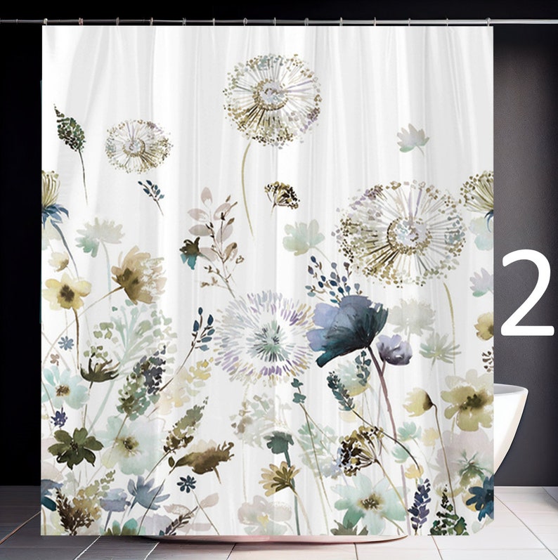 Watercolor Abstract Art Shower Curtain Modern Abstract Flowers Etsy