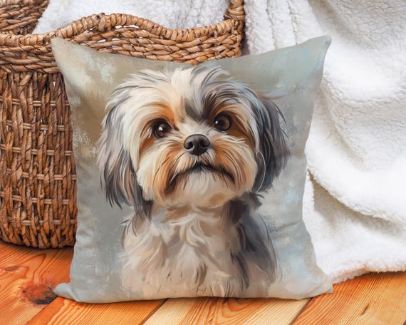 Shih Tzu Dog Art Throw Pillow Cover Cotton Linen Pillowcase