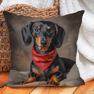 Dachshund Dog Pillow Cover, Double Sided Print Pillowcase, Cotton Linen Throw Cushion, Dog Lover Decor Pillow Case, Gift Idea