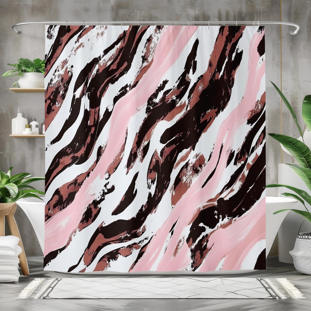 Pink Zebra Print Shower Curtain, Waterproof Fabric Bath Curtain, Wild ...