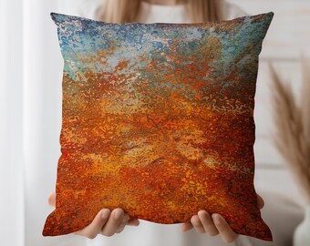 Abstrakter rostblauer Deko-Kissenbezug, Moderne Kunst Kissenhülle, Zeitgenössische Akzent Dekoration, Erdfarben Home Styling