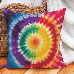 Tie Dye Cushion Cover Rainbow Spiral Pillowcase Boho Decorative Throw Pillow Cover for Sofa Bedroom or Festival Vibes