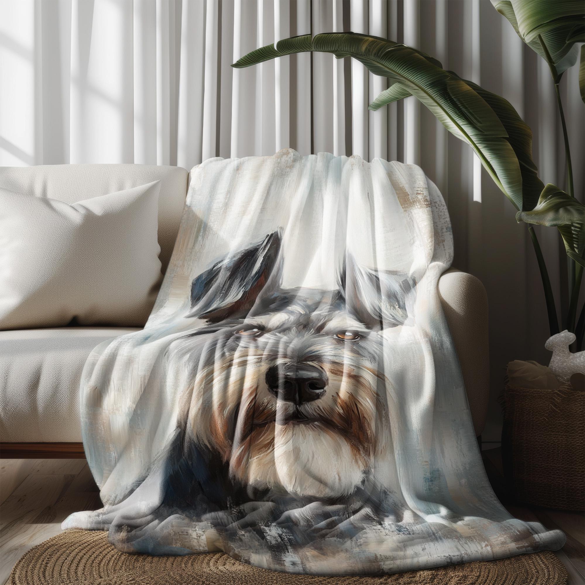 Ultra-zachte micro fleece deken schattige schnauzer hond gooi
