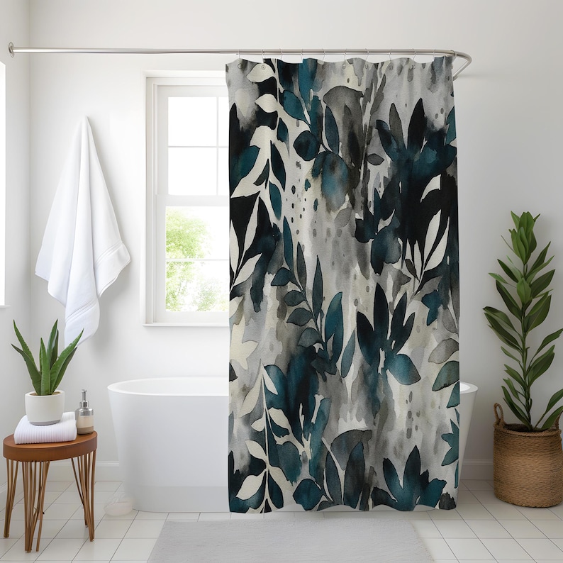 Dark Teal Shower Curtainnull