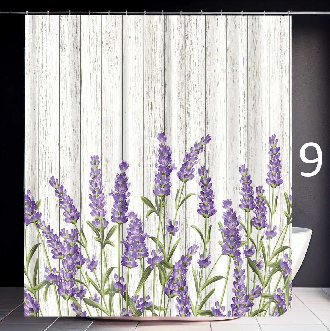 Lavender Shower Curtain Lavander Flowers Bath Decor Purple Etsy