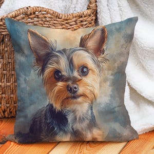 Yorkshire Terrier Cushion Cover – Adorable Yorkie Dog Pillow Cover – Pet Art Throw Pillow – Cute Home Decor Accent – Dog Lover Gift