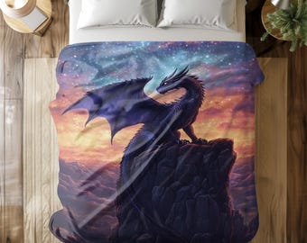 Manta polar de franela con diseño de dragón místico: ideal para cama, sofá o viajes. Suave, cálida y lavable a máquina.