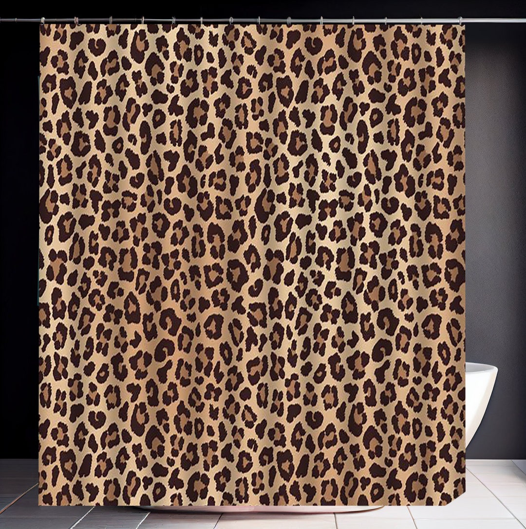Leopard Print Shower Curtain Leopard Pattern Bath Curtain Wild Etsy