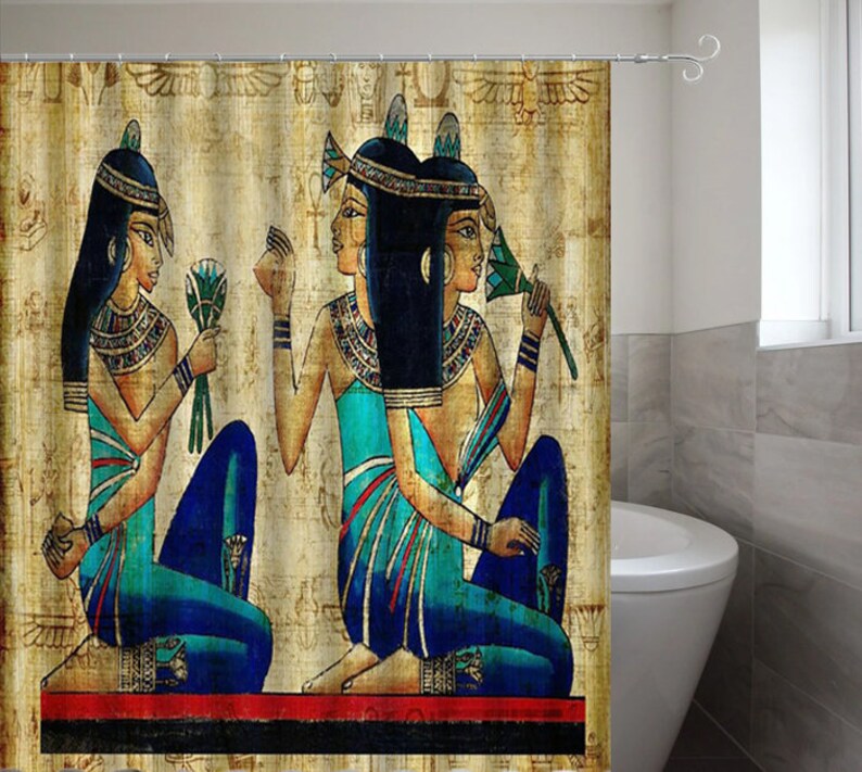 Egyptian Shower Curtain Ancient Egypt Theme Bath Decor Washable