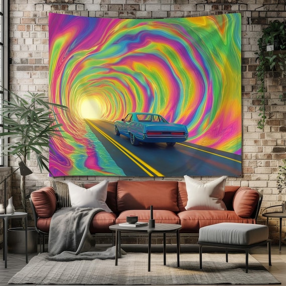 Psychedelic Road Trip Tapestry – Colorful Wall Hanging for Living