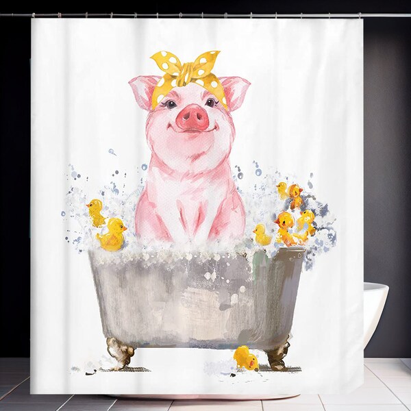 Pig Shower Curtain Etsy
