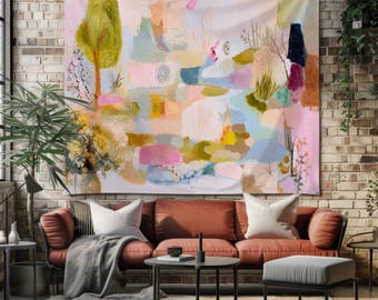 Abstrakte Pastelllandschaft Tapisserie weiche Farbe Wandkunst moderne Boho-Dekor