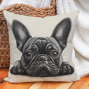 Talk Frenchie To Me Bulldog Francese Lino Cuscino Cover - Divertente