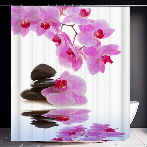 Rose orchidée fleur rideau de douche Zen jardin bain décor esthétique lavable Polyester tissu salle de bain rideaux