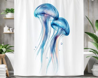 Rideau de douche méduse océan décoration de salle de bain art marin minimaliste tissu imperméable
