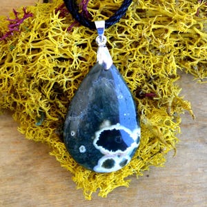 Ocean Jasper Pendant, Green Jasper Pendant, Ocean Jasper Necklace, Gemstone Pendant, Gemstone Necklace, Cord Jasper Necklace, OOAK, 466