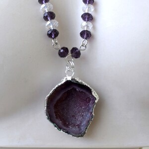 Druzy Geode Agate Pendant, Purple Druzy Pendant, Druzy Necklace ...