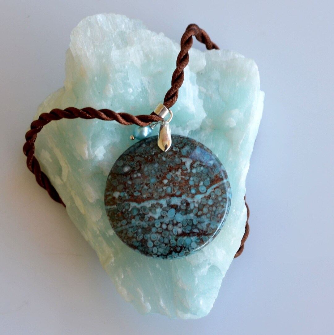 Shell Fossil Pendant Blue and Brown Fossil Pendant Shell - Etsy