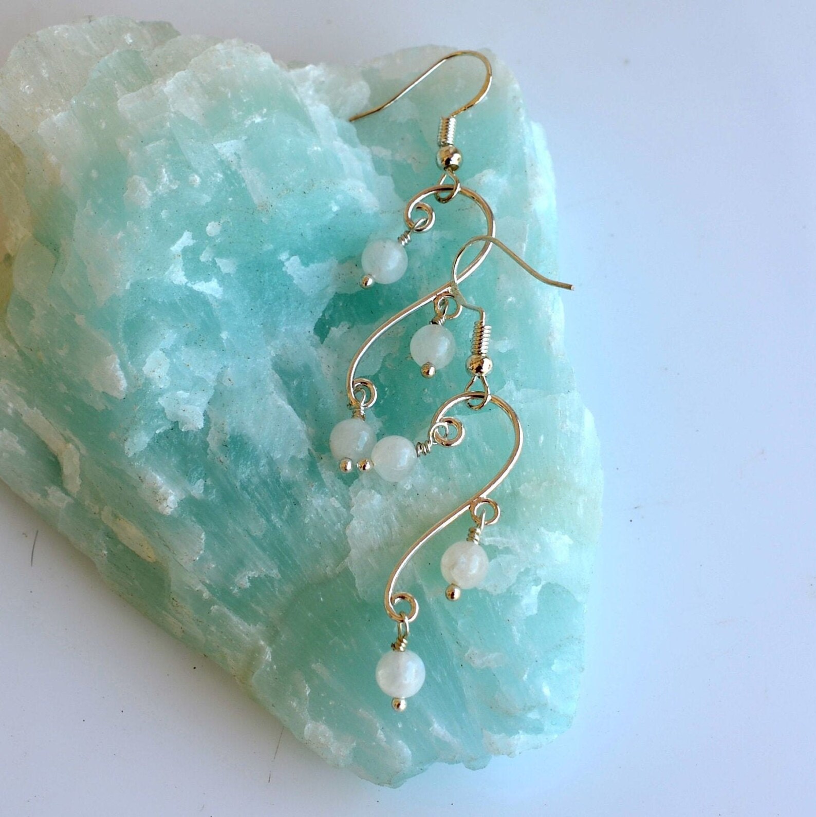 Moonstone Earrings Chandelier Moonstone Earrings Sterling Etsy