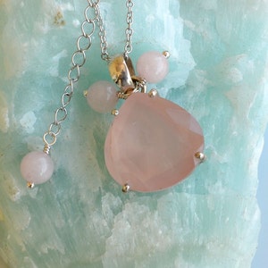 Pink Quartz Pendant, Gemstone Pendant, Gemstone Necklace, Rose Quartz Pendant, Pink Quartz Necklace, OOAK Pendant, 116